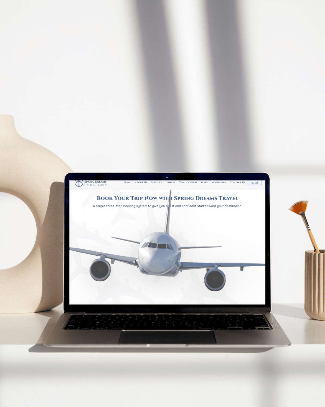 Spring Dreams interface while scrolling through travel content