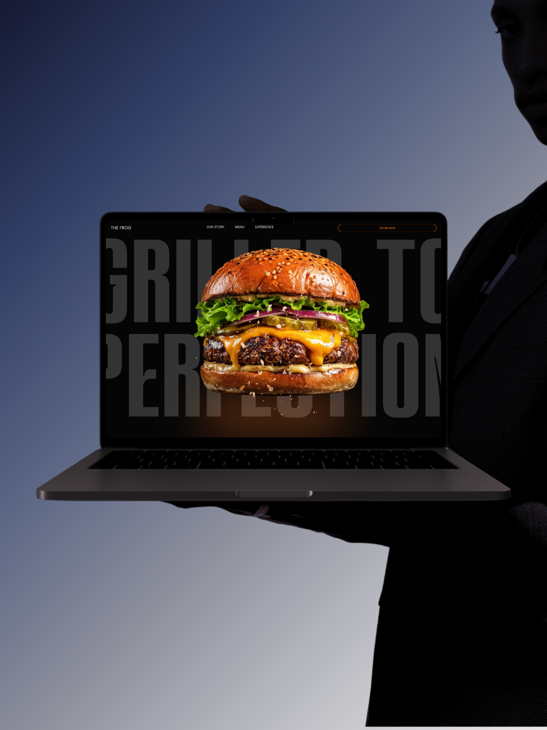 Interactive website design for The Frog burger restaurant