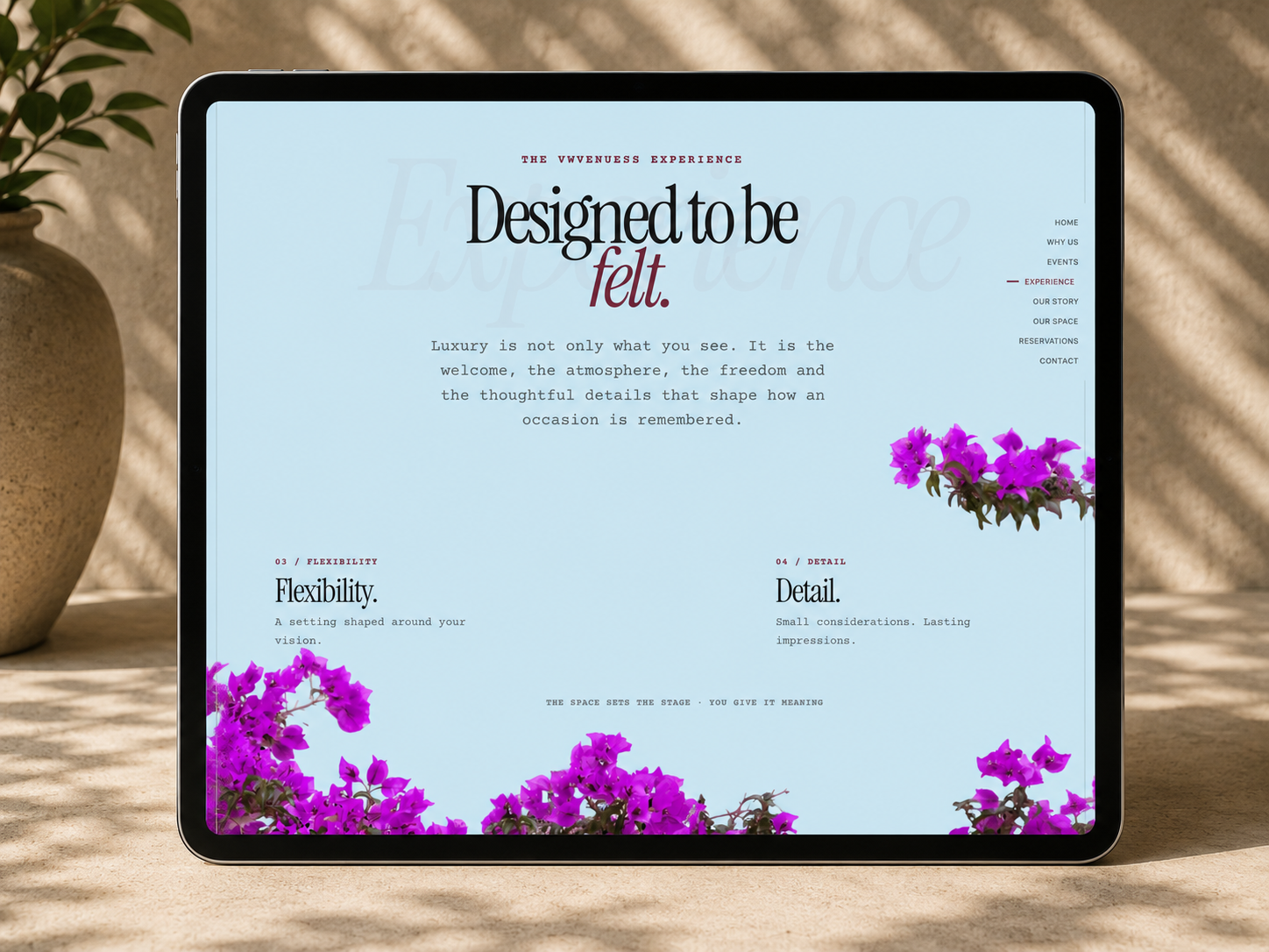 VWVENUES website desktop mockup